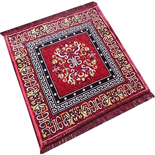 VRCT Polyester, Velvet Pooja Asana/ Mat, Red Color (24 x 24 inches)