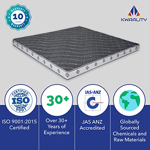 KWAALITY Duro Mattress | True Orthopedic Mattress | Supportive Rebonded Foam Firm Mattress (Grey, 70.5X46.5X4.5)