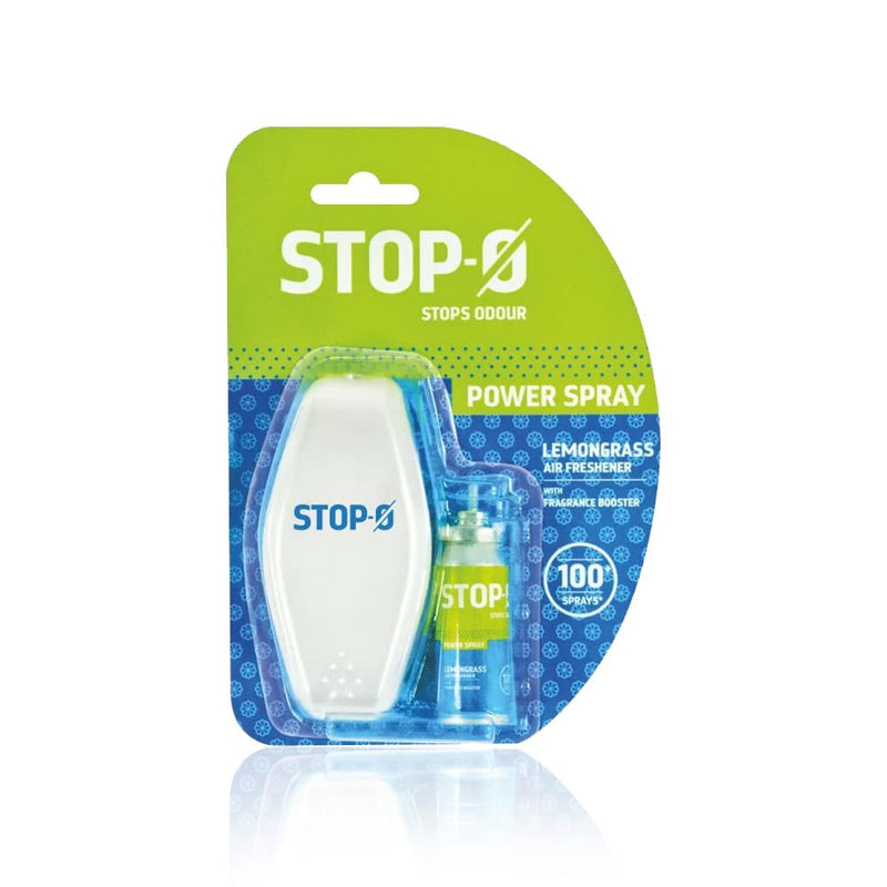 Stop-O One Touch Power Spray| Pack of 3 Lemongrass Air Freshener Spray for Bathroom/Toilet |Fresh Lemongrass Fragrance | 1 Dispenser + 1 Refill per pack