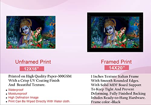 SAF Pack of 1 Radha krishna religious modern art wall painting with framed for living room 11 inch x 14 inch CANFM31265