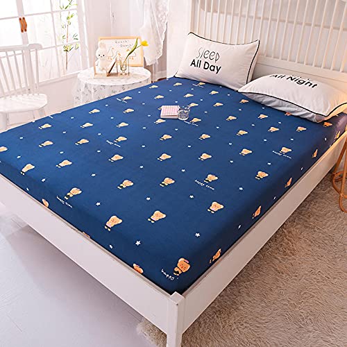 Fitted Sheet 1PCS 100% Cotton Long Staple Combed Pure Natural Cotton Sheet Soft & Silky Sateen Weave with Elastic All Around - Fits Mattress Upto 9.8 inches