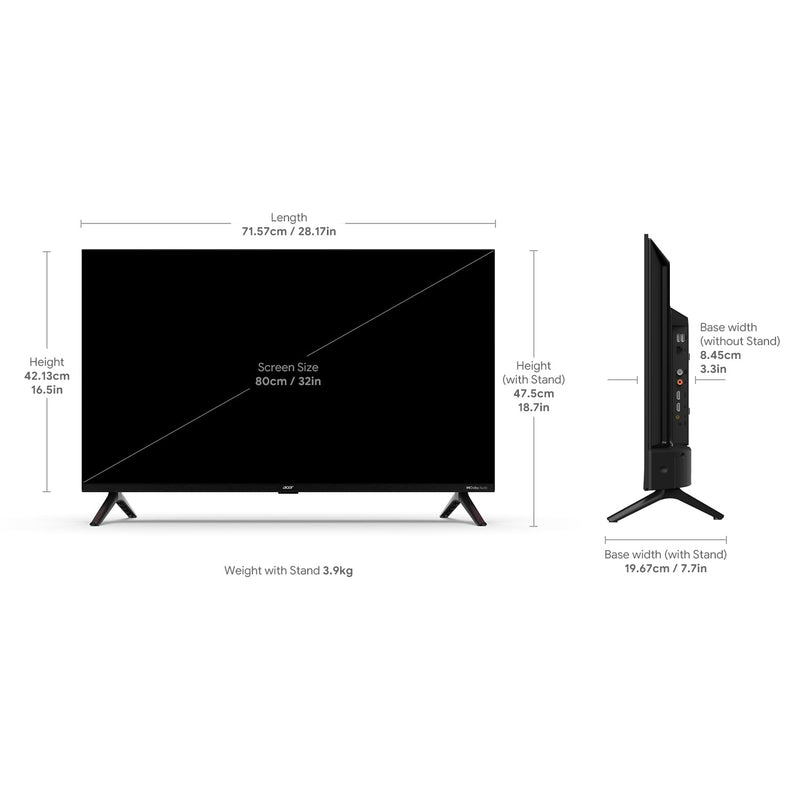 Acer 80 cm (32 inches) V Series HD Ready Smart QLED Google TV AR32GR2841VQD (Black)