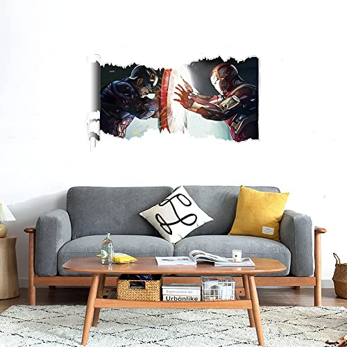 GADGETS WRAP Printed Wall Decal Sticker Scratched Paper Style Wall Decal (90cm x 50cm) - Captain America vs Iron Man