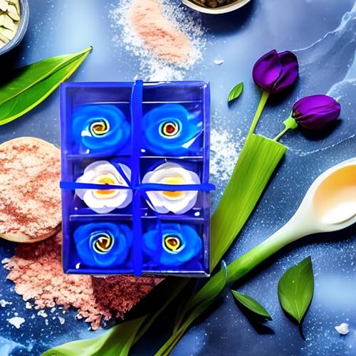 The Decor Affair Set of 6 Rose Flower Wax Floating Candles in Water - Exquisite Flower Shaped Diyas/Candles for Home Decor, Diwali Gift, and New Year Gifts (Blue)