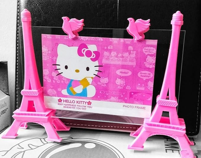 CARU CRAFT 3D Eiffel Tower Design Photo Frame for Kids' Rooms -Gift Items, Home Décor - Cute Cartoon Table Top Stand/Wall Hanging Picture Frame Set of 1 (Pink Eiffel Tower)