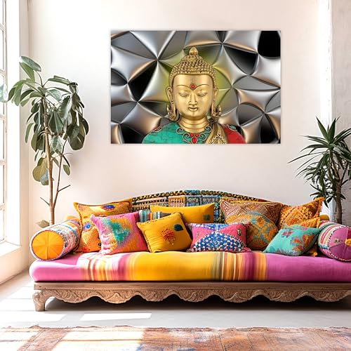 Indianara Rolled Sparkled Gautam Buddha Art Print for Room Décor Digital Reprint 36 inch x 24 inch Painting (10742PST)