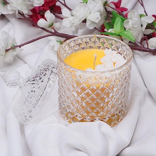 CANDLEVANNAH Aroma Scented Glass Soy Wax Customize Flower Jar Candle, 648gm, 50+ Hrs| Luxury Aroma Therapy Flower Jar Design | Scented Candles for Home Decor Gift Set Customize Colour & Scent.