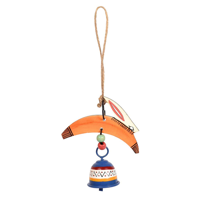 Aakriti Art Creations Handpainted Rabbit Wind Chimes with Metal Bell for Outdoor Hanging and Home Decoration