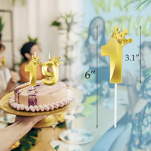 Crown Number 9 Birthday Candle 3.1 Inch Happy Birthday Number Candle for Cake Birthday Anniversary Kids Adults