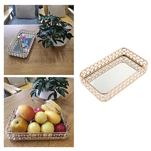 ATORSE® Rectangle Crystal Tray Table Mirrored Perfume Care Perfume Organizer Wedding