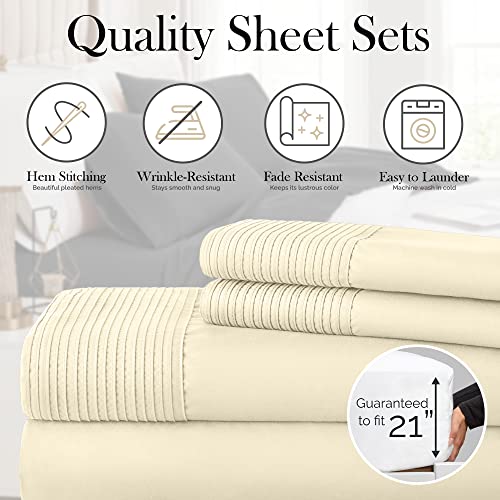 Southshore Fine LinensÃƒÂ‚Ã‚® - 4 Piece - Extra Deep Pocket Pleated Sheet Set , CALIFORNIA KING , OFF WHITE by Southshore Fine Living, Inc.