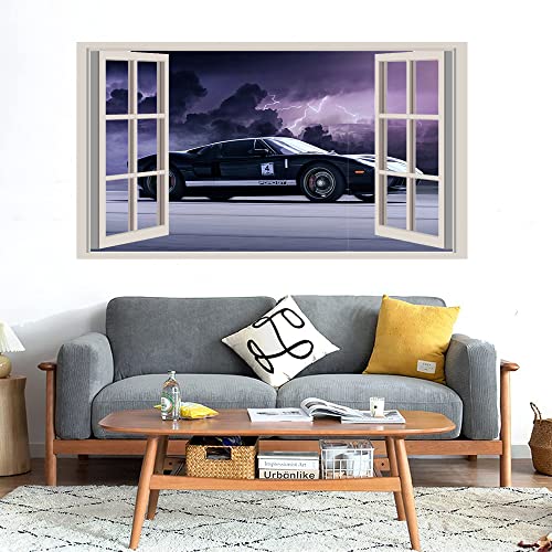 GADGETS WRAP Printed Wall Decal Sticker Fake Window Style Decal (90cm x 50cm) - Super Fast Car