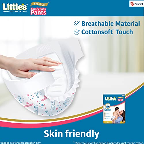 Little's Comfy Baby Pants- Premium,12 Hours Absorption,X-Large(12-17kg),54 Count,Wetness Indicator, Cotton Soft,