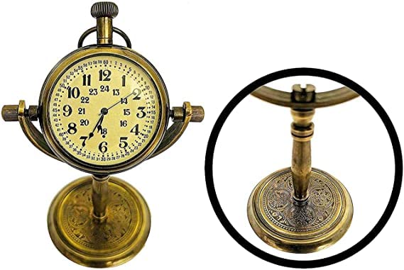 ALI NAUTICAL Antique Brass Rounded Shape Table Top Clock for Home Office Study Living Room Decor Gift Item