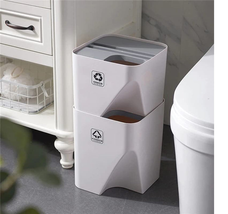 shopurb Kitchen Trash Can Stacked Sorting Trash Bin Recycling Bin Household Dry And Wet Separation Waste Bin Rubbish Bin For Living Room, Office, Bedroom, Bathroom, Kitchen (Set Of 2), Step-On