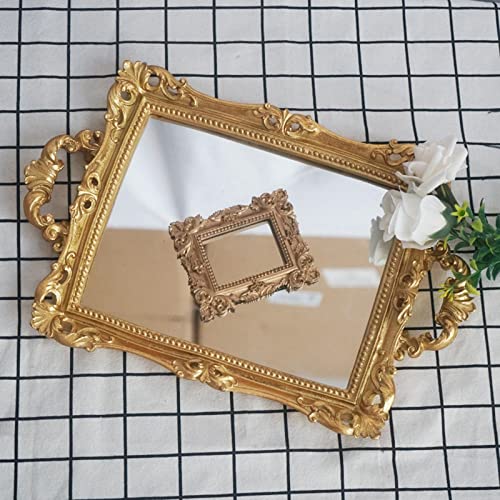 CALANDIS Mirror Tray Rectangle Decorative Tray for Living Room Dinner Table Bathroom