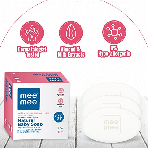 Mee Mee Nourishing Baby Soap with Almond & Milk Extracts 75g (Pack of 3)