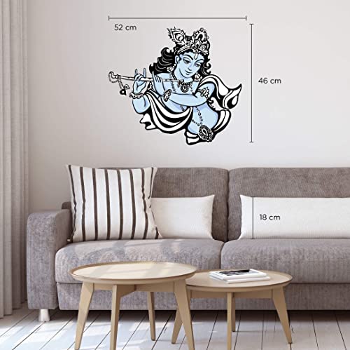 Blue Krishna Self Adhesive VinylWaterproof Decorative Wall Stickers for Hall, Bedroom, Kitchen and Furniture