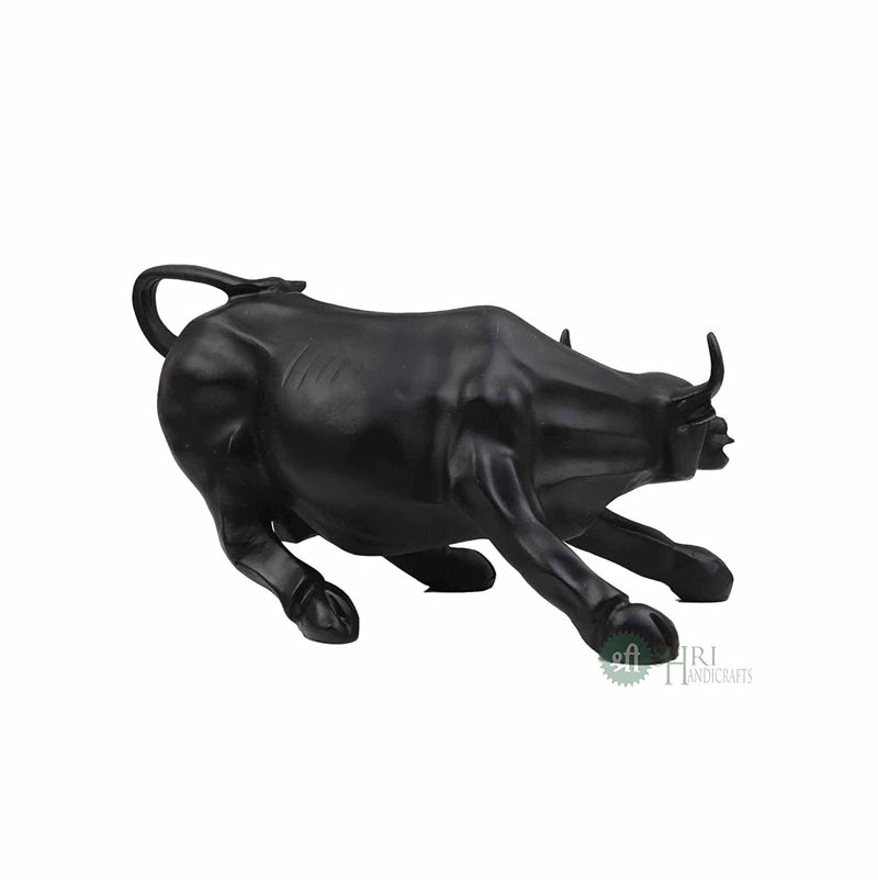 Indicast Resin 10" Geometric Statue Bull Sculpture Ornament Abstract Animal Figurines Room Desk Decor Home Decoration (Black), Pack of 1