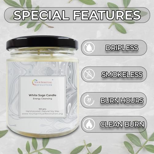 Your Spiritual Revolution Scented Soy Wax Candle for Aromatherapy, Home Décor, Diwali Gift Set, Bathroom Décor, 600 gm (300gm x 2), 40 Hours| Fragrance Candles of Sage