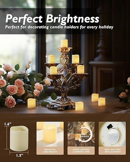 24 Pack, Votive Candle : Novelty Place [Longest Lasting] Battery Operated Flickering Flameless LED Votive Candles (Pack of 24)