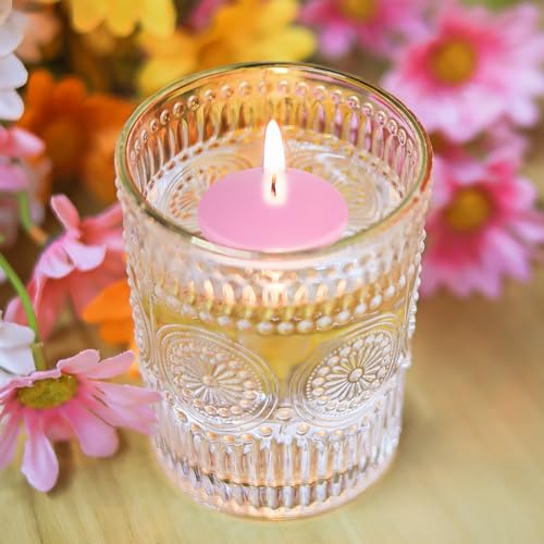 20 Pcs Floating Candles Centerpieces, 1.5 Inch Unscented Floating Candles Small Decoration, Floating Candles Vases for Valentine's Day, Thanksgiving, Wedding (Pink)