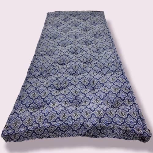 Adim's Soft Cotton Box Quilt Mattress | Mattress Offers a Combination of Comfort, Durability and Style,Making it an Excellent Choice for a restful Night's Sleep.(48X72 X5 Inches) Blue Jacquard Design