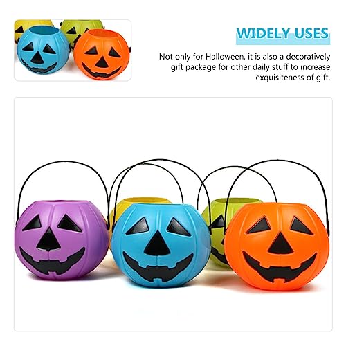 Garneck 2PCS Pumpkin Bucket - Trick or Treat Halloween Pumpkin Pail, Candy Bucket with Candle, Funny Pumpkin Candy Bucket for Halloween Party (Blue)