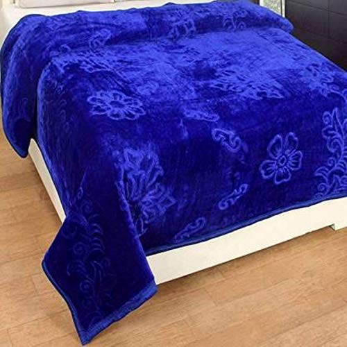 WONDERLOOK Embossed Blankets Solid Colour Ultra Soft Floral Single Bed Mink Heavy Winter Blanket Polyester Single Blue (Blue)