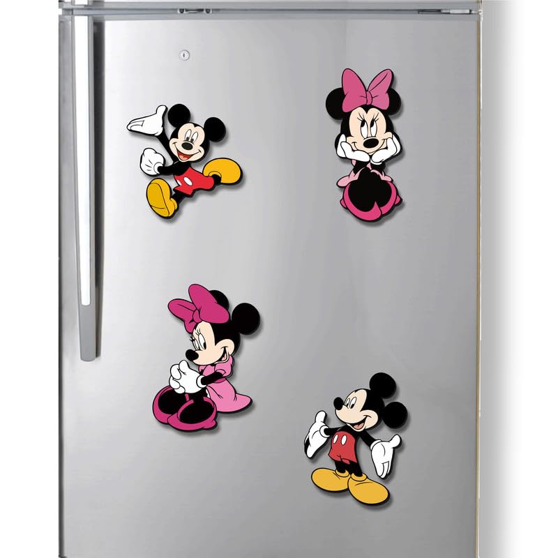 SAF Micky Mouse Cartoon Theme Set of 4 MDF Wooden Fridge and Door Magnets |Home Decor Item | Kitchen Decor Item | FM-4p-11