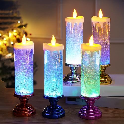 SAZ DEKOR LED Christmas Candle LED Flameless Candle Light for Xmas Halloween Christmas Gold