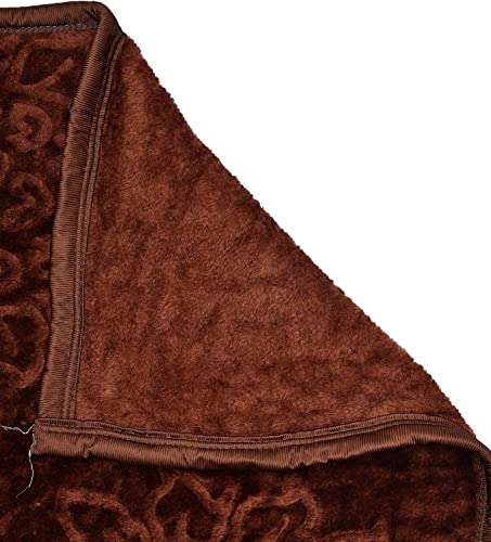 VERDECO Floral Embossed Polyester Mink Blanket for Single Bed, Winter, Mild-Winter Ultra Soft & Light-Weight Ac Bed Blanket Kambal (Brown, Single Bed - 85x56 Inch)