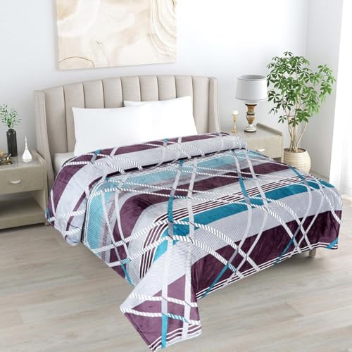 Bezzilish Home Fleece Winter King Size Woolen Warm Double Bed Bedsheet/Velvet bedheet for Winter with 2 Pillow Covers/Heavy Stuff bedsheet - 228x269 cm, Multi-Coloured (20)