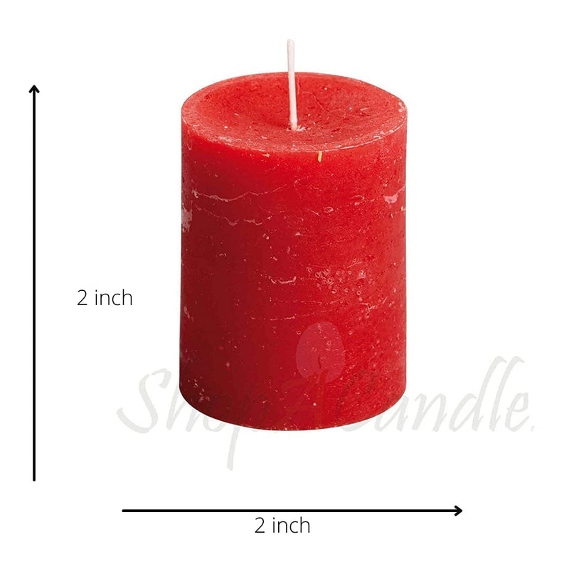 CD Crafts Pillar Candles 2 * 2 Inch Red Unscented (Burning Time 30 Hours) - Set of 6, Especially for Healing, Reiki, Chakras Healing, Valentine Candles