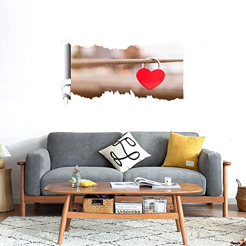 GADGETS WRAP Printed Wall Decal Sticker Scratched Paper Style Wall Decal (90cm x 50cm) - Heart Lock