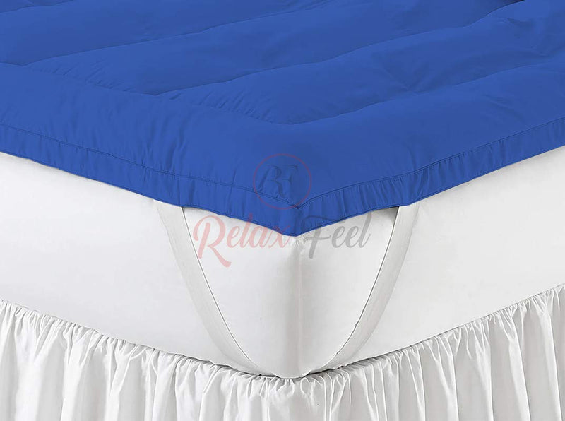 Relaxfeel Luxury 600 GSM Ultra - Soft Light Wight Hypoallergenic Cotten 3" Tick Mattress Padding / Topper. Comfortable for Better Sleep -Royal Blue Colour of Single Size 48x78 Inch