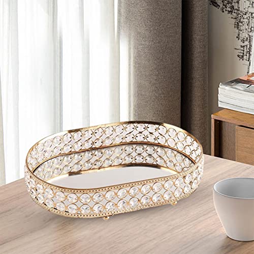 ATORSE® Mirrored Crystal Tray Jewelry Sundries Display Plate for Living Room