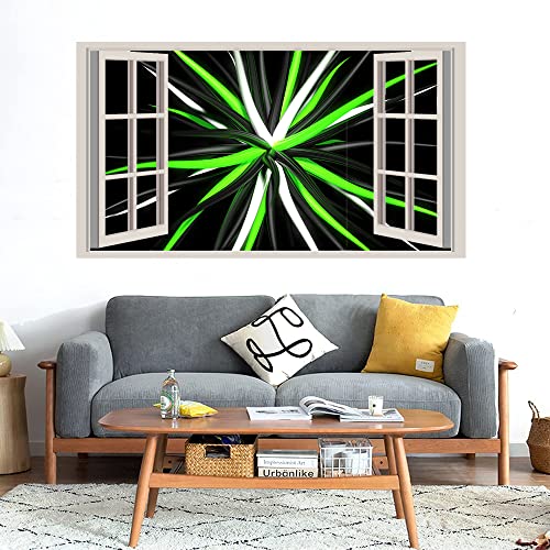 GADGETS WRAP Printed Wall Decal Sticker Fake Window Style Decal (90cm x 50cm) - White Black Green