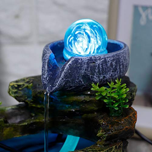 Tabletop Fountain, Beautiful Strong LED Tabletop Fountain, Lightweight Durable Lovely for Office Decoration Home Gift