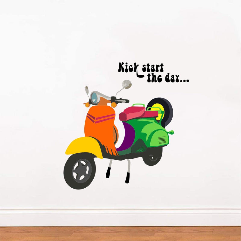 Asmi Collections Kick Start The Day Scooter Wall Sticker