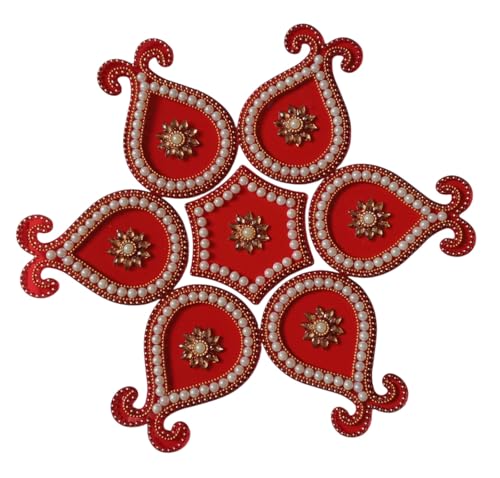 A.R. Creations Acrylic Rangoli Decorative Rangoli Reusable Rangoli 7Pieces Set(Red Rangoli) 037