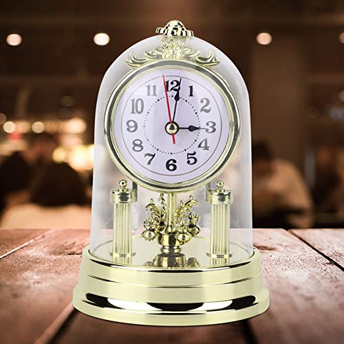 Clock Decor, Table Clock, Table Clock Silent Clock Antique Clock for Bedroom Study Living Room Indoor(Gold)