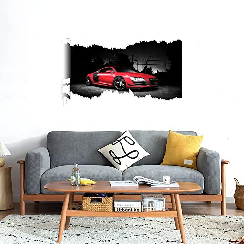 GADGETS WRAP Printed Wall Decal Sticker Scratched Paper Style Wall Decal (90cm x 50cm) - Red Sports Car