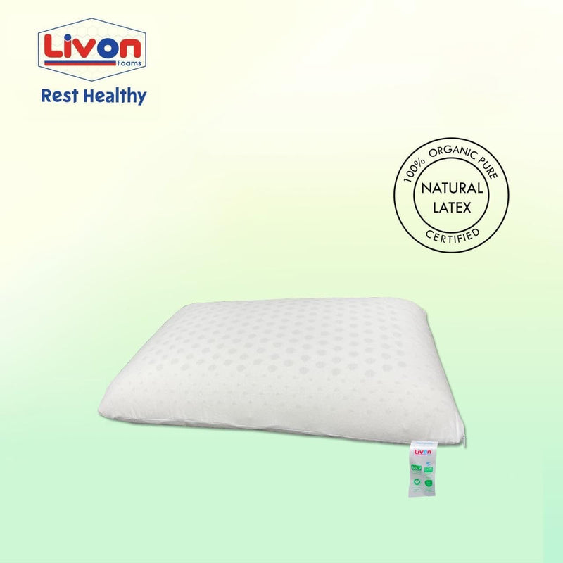 Rest Healthy Organic Pure Natural, Breathable, Orthopaedic, Durable, Hypoallergenic, Neck Support, Cooling, Latex Standard Pillow by Livon Comforts (Pack of Two)