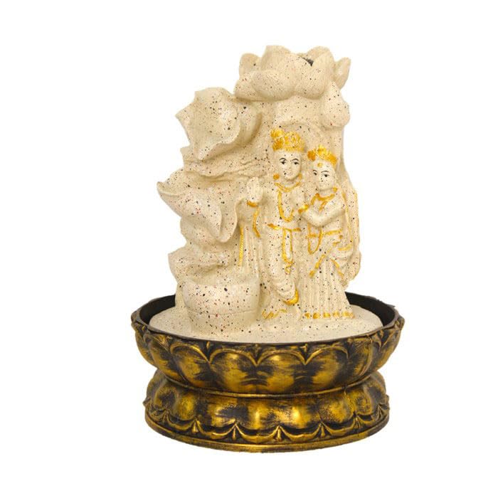 Art N Hub Lord Radha Krishna Home Decorative Water Fountain Best Home and Office Inauguration Gift Items | Built (20 x 20 x 27 CM | Dotted Cream Golden)