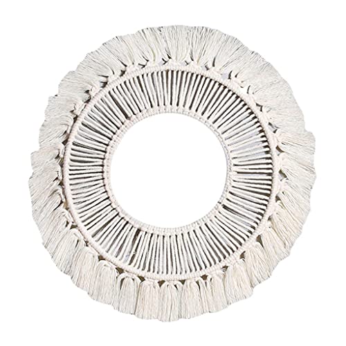 ATORSE® Round Macrame Wall Mirror Hanging Home Living Room Bedroom Hallway Tassel