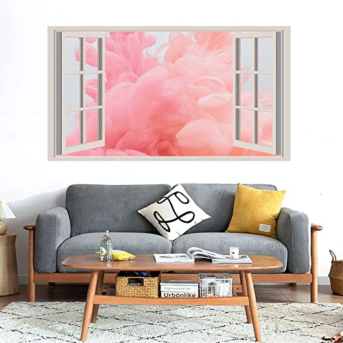 GADGETS WRAP Printed Wall Decal Sticker Fake Window Style Decal (90cm x 50cm) - Pink Smoke (2)