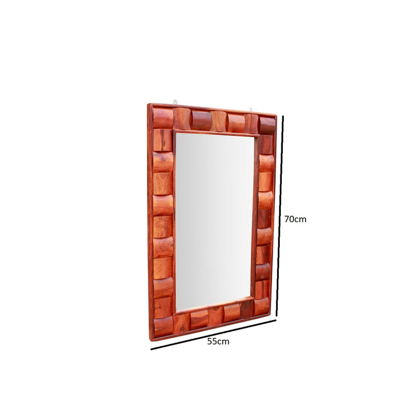 Sheesham Wood Mirror Niwar Design, Karni Kripa Furniture, Brown (Natural Wood Finish)