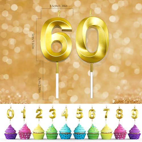 Birthday Candles Number 60 Gold