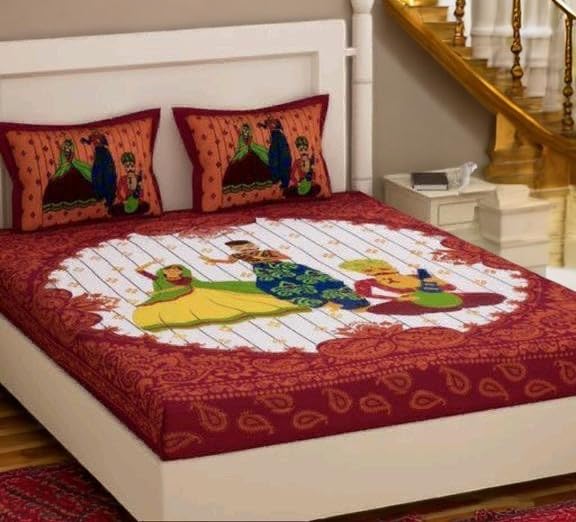 Premium Jaipuri Cotton Bedsheets, Rajasthani Heritage Collection, 100% Pure Cotton (Folk Dance)